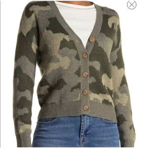 Lucky brand Camouflage button up cardigan sweater  wool blend Size Small